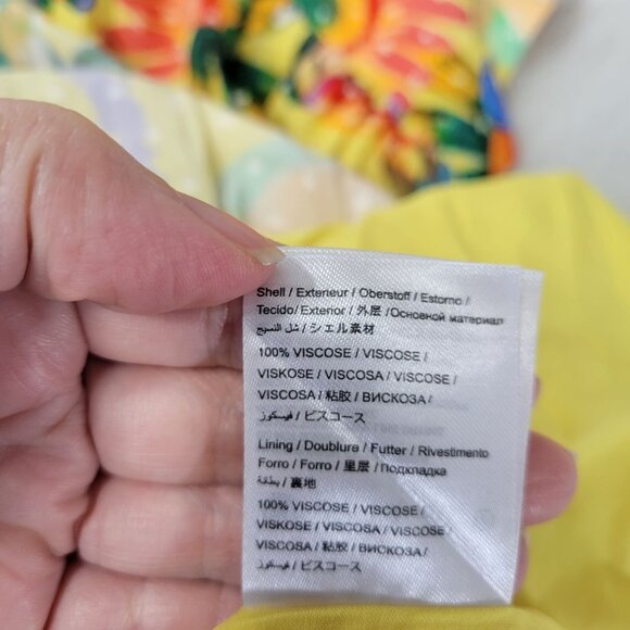 Farm Rio Yellow Textured Tropical Floral Swiss Dot Tiered Maxi Dress Medium - Picture 5 of 14